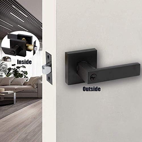5 Pcs Matte Black Heavy Responsibility Entrance Lever Door Deal with(for Workplace/Entrance Door) Flat Type, Keyed(Identical Keys) Door Leversets Not Keyed Alike, for Left or Proper Handing