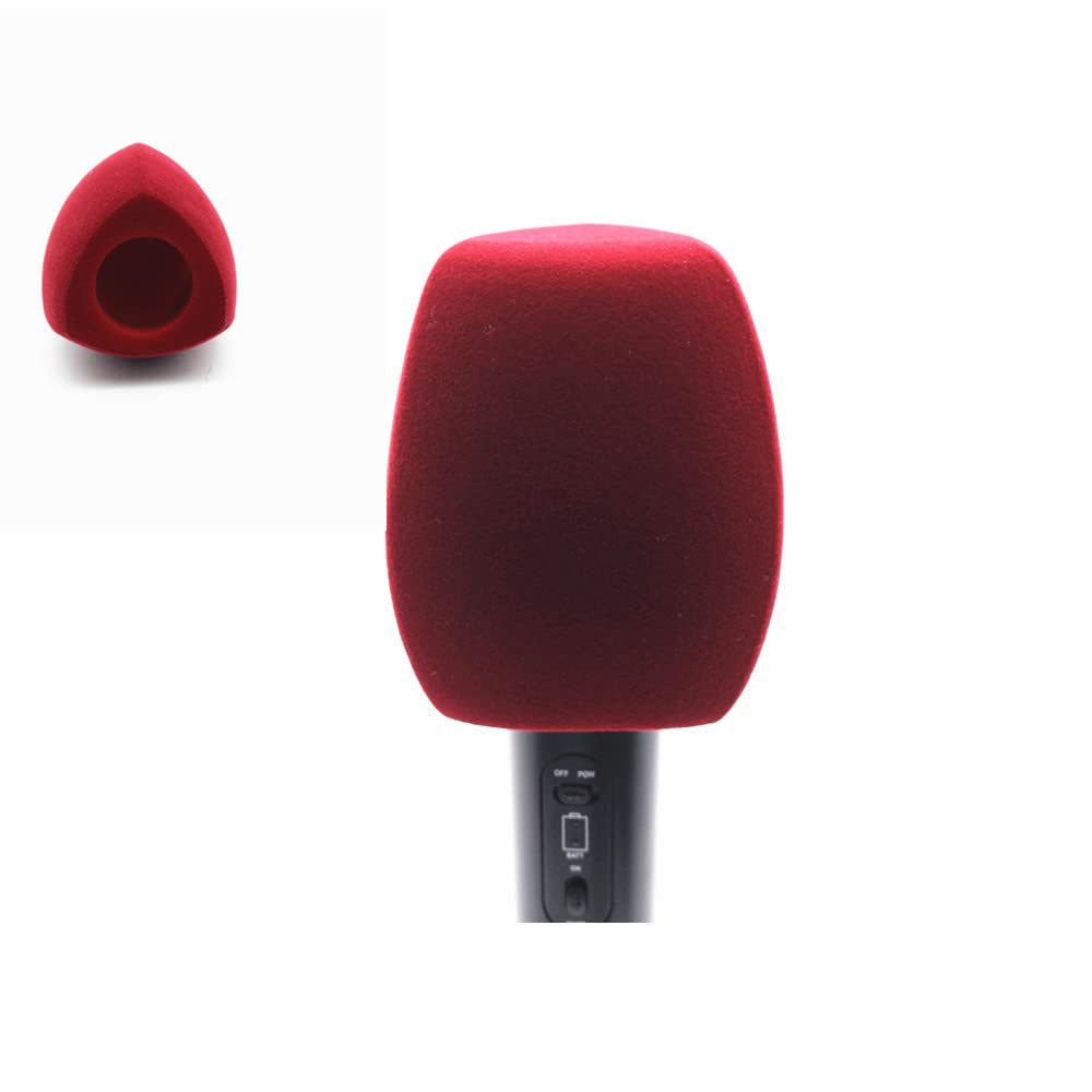 Flocked Mic Foam Windscreens Handhold Mic Foam Covers Windshields for TV Interview Microphones (Triangle, Red)