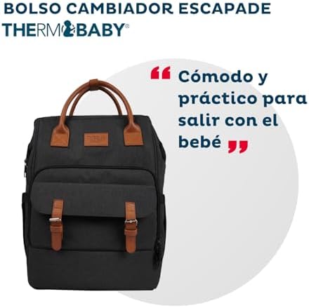 - Saco de mudar ESCAPADE - Saco de mudar de bebé - Saco de mudar de bebé - Saco de mudar de bebé para menino e rapariga - Confortável - Prático para saídas com o bebé - Cinzento escuro