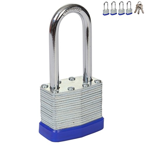 SEPOX 40mm Keyed Alike Laminated Steel Padlock with Long Shackle, 1-9/16" Wide Body Pack of 4