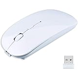 Wireless Mouse, Champhox 2.4GHz Noiseless 3 Adjustable DPI Level with Nano Receiver Silent Portable Rechargeable Cordless Mute Mice for Computer, Notebook, Mac, Laptop (White)