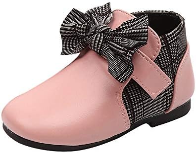 HLHN Baby Girls Boots Winter Warm Bowknot Martin Shoes Leather Princess Children Kids Toddler Infant Fashion Casual