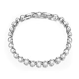 QIANSE Tennis Bracelet Clear Swarovski Crystals Fashion Jewelry for Women Girls Birthday Gifts for Girls Women Girlfriend Wife Daughter Mom Sister Anniversary Gifts for Her