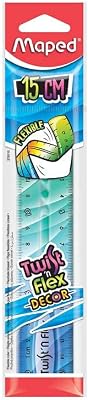 Régua flexível de 15 cm, decoração twist'n flex, dupla graduação, plástico inquebrável, design lúdico para crianças e alunos, ideal para escola e escritório, cores variadas