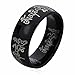8MM Titanium Mens Womens Rings Tibetan Mantra Om Mani Padme Hum Black Comfort Fit Wedding Bands