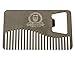 Mr Rugged Compact Stainless Steel Heavy Duty Beard Comb - Credit-Card Sized Metal Comb Fits in Your Wallet for Use on the Go - Bottle Opener Built-in