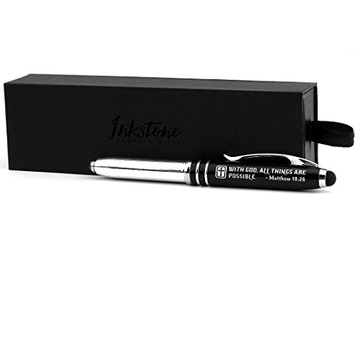 image for Inkstone Matthew 19:26 Engraved Pen Light with Stylus - 