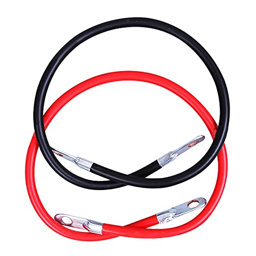 Miytsya 2 Pieces AWG Battery Inverter Cables Set, 24" Silicone Battery Cable Line, with 3/8Inch