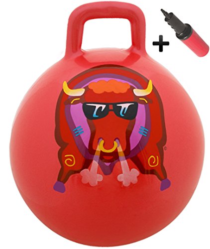 WALIKI Toys Hopper Ball for Adults (Hippity Hop Ball, Hopping Ball, Bouncy Ball with Handles, Sit & Bounce, Space Hopper, Kangaroo Bouncer, Jumping Ball, Ages 13-101, 29 Inches, Red, Pump Included)