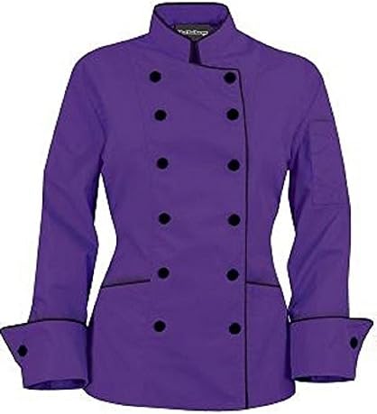 Long Sleeves Women's Ladies Chef's Coat Jacket (M (For Bust 37-38), Purple)