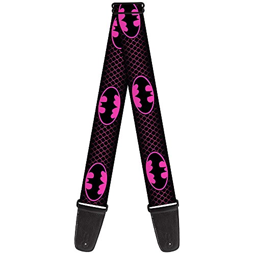 Buckle-Down GS-WBM163 Guitar Strap - Batman Shield/Chainlink Black/Hot Pink - 2