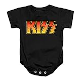 KISS Rock Music Distressed Vintage Logo Baby Onesie Bodysuit (6 Months) Black