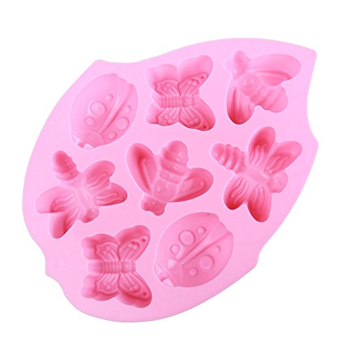 Leegoal 8 Cavity Insect Silicone Cake Mold Pan (Random Color)