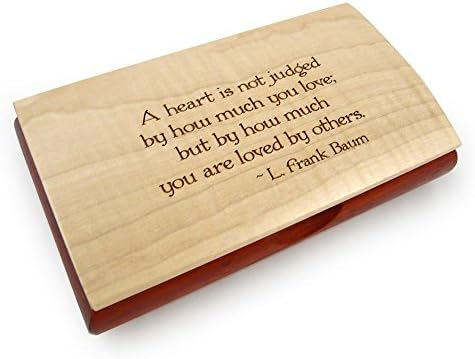 Handcrafted Wood Inspiration Box with L. Frank Baum Quote - 'A heart is not judged by how much you love.'