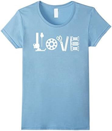 Women's LOVE sewing Tailor T-shirt Sewing machine Medium Baby Blue