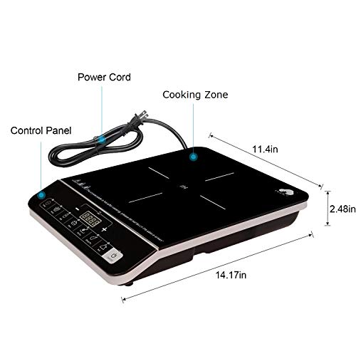 Easepot Electric Induction Cooker, 1800 Watt Touch Sensor Induction Cooktop with Safe System, Single Countertop Burner with 6 Pre-Programmed for Magnetic Cookwake