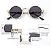 AWEHIRU Tool Station Round Metal Sunglasses, Steam Punk 80s Retro Sunglasses, Gold Frame Sunglasses with Case for Men and Women