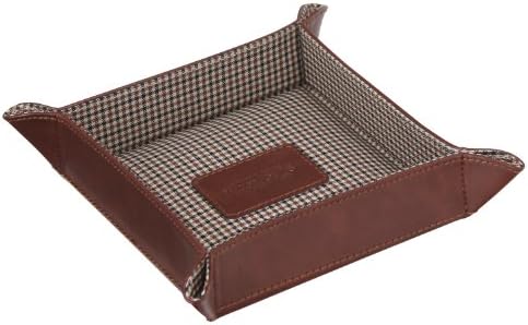 Jacob Jones | Mens Accessories | tan square coin tray with brown check lining