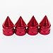 Tire Stem Valve Caps Cover Spike Style (Set of 4pcs) Aluminum with Gasket Rubber Rings Universal fit for All cars and Bike (Red)