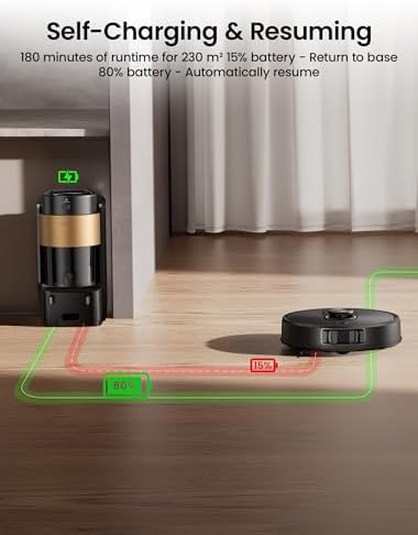 10000Pa Robot Aspirateur Laveur avec Station sans Sac Vidage Automatique,200Min Aspirateur Robot et Serpillière,Nav Lidar Cartographie,Évitement d'obstacles,Poils Animaux Tapis Sols Durs