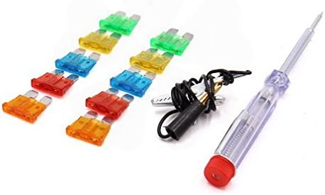 Houseuse Testers Car Circuit Voltage Tester Kit Repairing Tool w 5A 10A 15A 25A 30A Blade Fuse