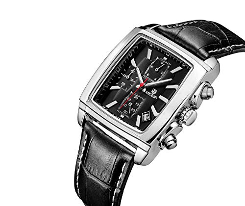 MEGIR Rectangular Square Chronograph Waterproof Watch for Men Waterproof Luminous Hand Japanese Movement