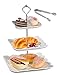 Jusalpha® 3-Tier Square White Porcelain Cake Stand Dessert Stand-Cupcake Stand-Tea Party Serving Platter (3SW Silver)