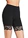 SweatyRocks Women's Sexy Thin Stretch Short Leggings with Lace Trim Black L