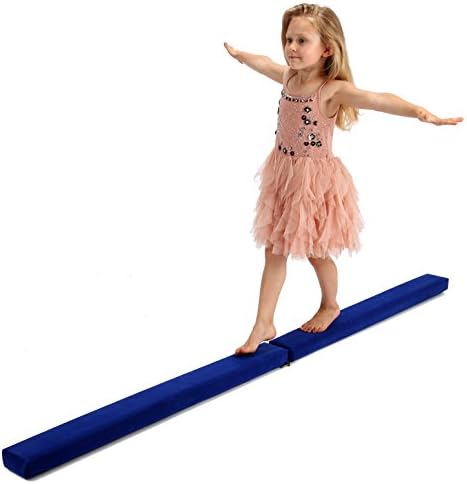 Kids Gymnastics Balance Beam - Folding 8FT Blue for Toddlers and Teens Beginners Training