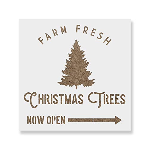 Farm Fresh Christmas Trees Stencil Template - Reusable Stencil with Multiple Sizes Available