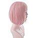 aiyaya Short Bob Wig Bangs - Bob Synthetic Wig For Women Cosplay Costume, Natural Hair Lolita Wig with Wig Cap (Pink)