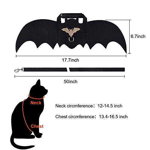 CRANACH Cat Bat Costume,Halloween Cat Bat Wings for Pets,Cat Halloween Collar Pet Apparel for Small Dogs and Cats,Comfort Material Pet Costume for Halloween (Cat Bat Costume) - Thumbnail 3