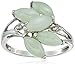 Amazon Collection Sterling Silver Genuine Green Jade and Diamond Accent Leaves Ring, Size 7