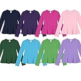 City Threads Girls Cotton Long Sleeve Peplum Top Blouse Shirt for School or Play