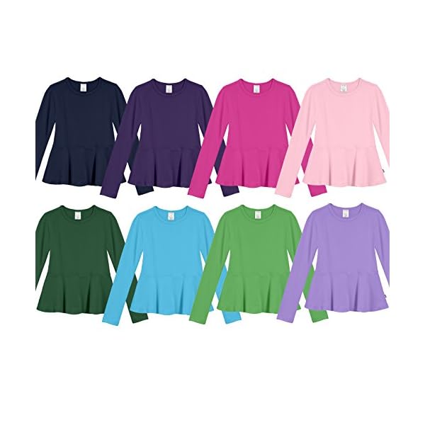 City Threads Girls Cotton Long Sleeve Peplum Top Blouse Shirt for School or Play - Image 3