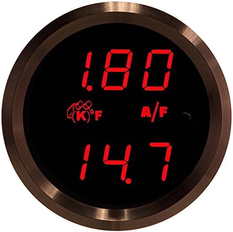VEI Systems Dual-Display gauge: 1800 deg-F digital EGT/pyrometer/exhaust-gas temperature and Wideband Air-Fuel ratio (red/black)