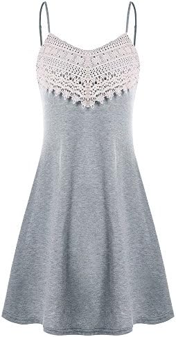 EraseSIZE Fashion Women's Casual Crochet Lace Backless Mini Slip Dress Camisole Sleeveless Dress