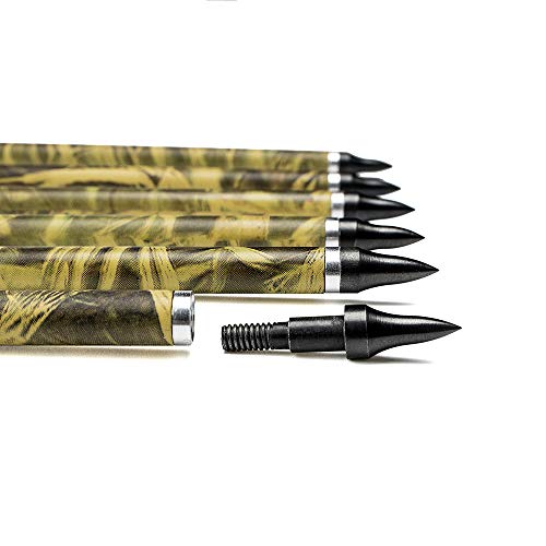 ARCHERY SHARLY [6 Pack] 31Inch Carbon Arrow Practice Hunting Arrows with 5" Camo Natural Feathers for Traditional Recurve Bow and Longbow - Thumbnail 6