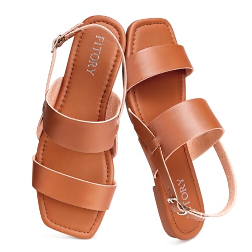 FITORY Flat Sandals for Women 2026 Comfortable Dressy Summer Beach Slides at Amazon