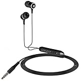 SMARTED Wired Cell Phone Headsets Noise Cancelling Earphone Metal Material with Mic and Volume Control for 3.5mm Audio Devices Mobile Phone (Black)