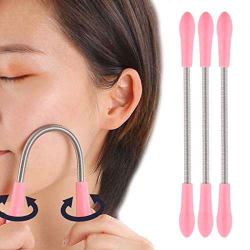 Dr.Nail 3Pcs Facial Hair Remover Spring Threading Tool for Women (Pink)