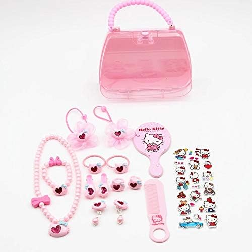 Yefashion Hello Kitty Jewelry Set Girl Kid Storage Bag Sticker Heart Hair Accessory Cartoon Brush
