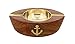 ShalinIndia Handmade Wood & Brass Boat Shaped Ashtray - Artisan Crafted in India