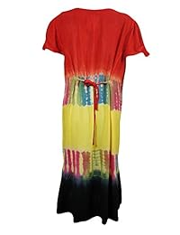 Mogul Womens Holiday Dress Tie-Dye Rayon Embroidered Floral Cap sleeves Tank Dress