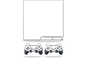 MightySkins Skin Compatible with Sony Playstation 3 PS3 Slim Skins + 2 Controller Skins Sticker Solid White