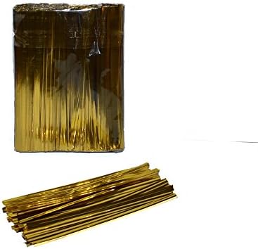 Yamoge 100pcs 4" Metallic Twist Ties (Gold)