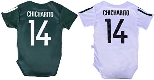 Chicharito #14 Mexico Soccer Jersey Baby Infant and Toddler Onesie Romper Premium Quality - Home and Away Pack of 2