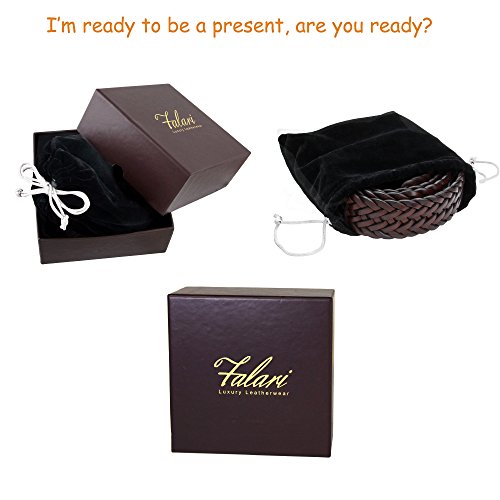 Falari Men's Braided Belt Leather 35mm Brown L 38-40 9007