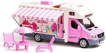 DD RETAILS Holiday Camper Van, Vacation Camper Van with Picnic Table, Cool Mini Motorhome Toy/Pullback Vehicle Playset for Kids (Camper Van)