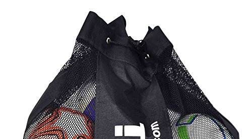 GSI Foldable Mesh Ball Storage Bag with Carrying Strap, Drawstring Closure, Alternate mesh Panels for Football, Basketball, Volleyball, Handball and Other Inflatable Balls (18 Balls)